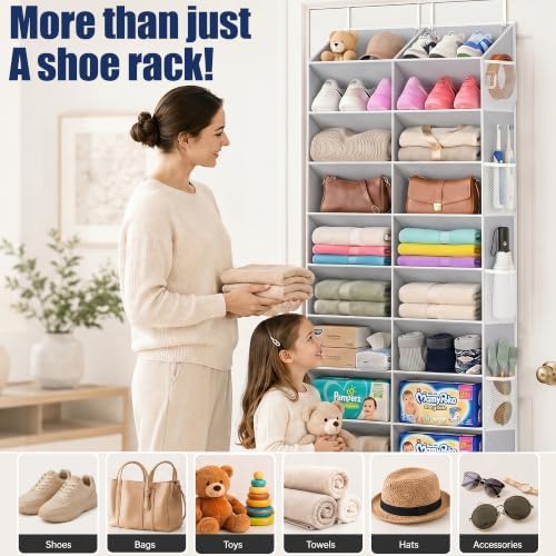 UVIAHOMI 20-30 Pairs Over the Door Shoe Organizer with Side Mesh Pockets - Image 7