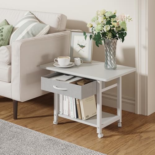 YAOHUOO 22"x15" Large Printer Stand with Drawer, 2-Tier Rolling Table Cart - Image 5