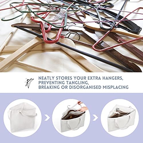 Foldable Triangle Hanger Bag with Handles, Space Saving Organisers Tidy Storage in Closets, 18" x 13" x 13.2", White, Cotton, Linen - Image 7
