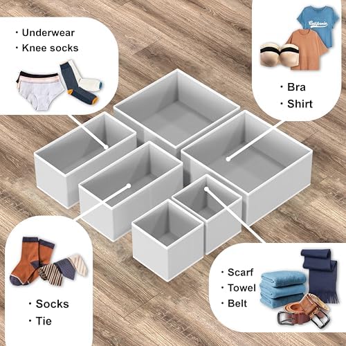 Simple Houseware Underwear Drawer Organizer, Set of 6, Gray - Image 4
