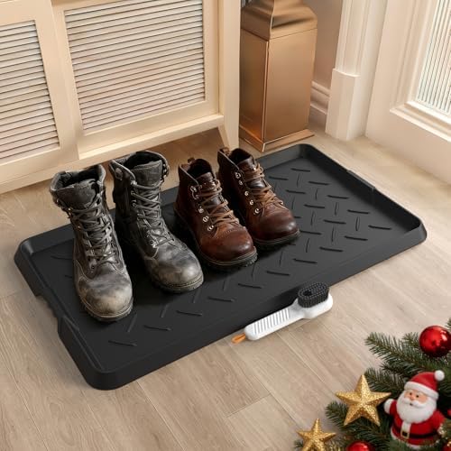 Heavy Duty Boot Trays Natural Rubber Shoe Mat Tray for Entryway with Shoes Brush Large Boot mat Tray Multi-Purpose for Indoor or Outdoor by Unknown
