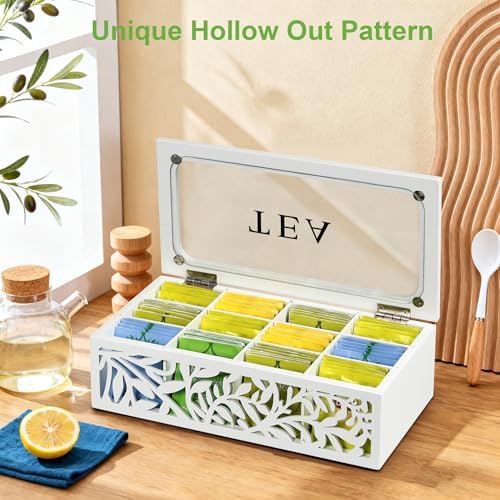 Wooden Tea Box Organizer,12-Slot Tea Bag Storage - Image 2
