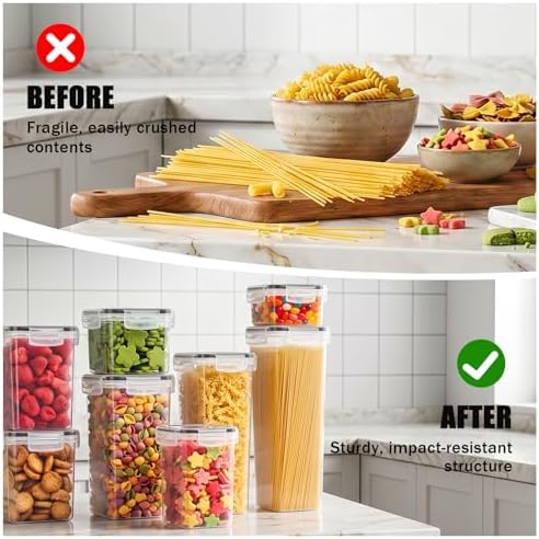 36 PCS Airtight Food Storage Containers with Lids, Plastic Kitchen and Organization Canisters for Cereal, Dry Food, Flour and Sugar, BPA-Free, PVC-Free, Includes Labels & Marker - Image 3