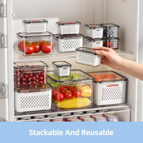 6 Pack Fruit Storage Containers for Fridge with Removable Colander - Image 2