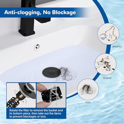 Hibbent 2 PCS Upgraded 3 in 1 Bathroom Sink Drain Strainer, Pop Up Stopper - Image 2