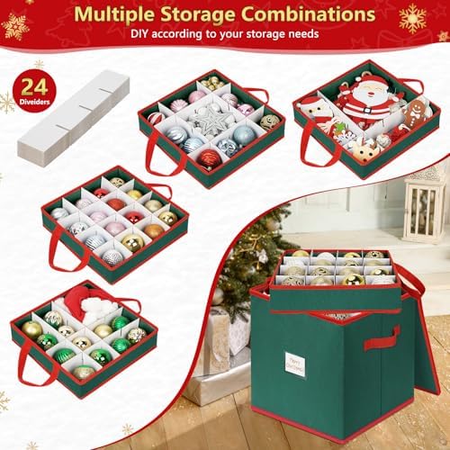 Christmas Ornament Storage Box Stores 64 Ornaments, Non-Woven - Image 3
