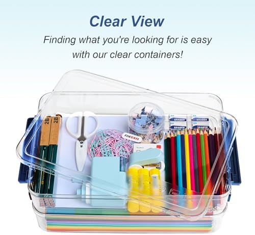 CATOOMUU 16-Pack 9x13 Shallow Flat Clear Plastic Storage Boxes - Image 4