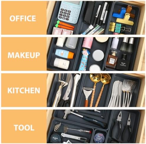 6 PCS Plastic Drawer Organizer Bins,3 Sizes Makeup Drawer Organizers Set - Image 4