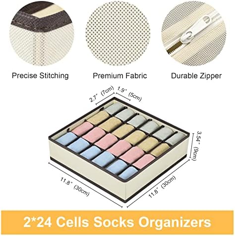 Joyoldelf Drawer Organizer 2 Packs, 24 Cell Collapsible Closet Cabinet Storage Boxes for Underwear, Socks, Bra, Handkerchiefs, Ties, Belts - Image 5