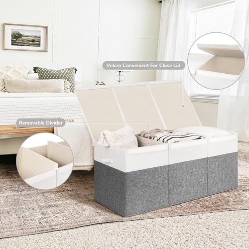 INDRESSME 185L Toy Storage Box, Grey & White, 39"x17"x17" - Image 4
