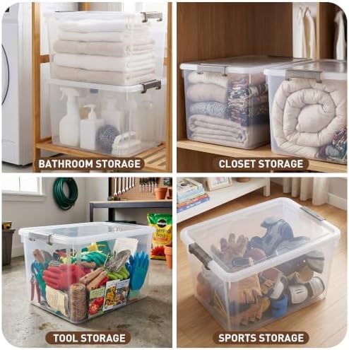 Citylife 6 Packs 44.4 QT Plastic Storage Bins with Lids Large Stackable Storage Containers for Organizing Clear Storage Box for Garage, Closet, Kitchen - Image 5