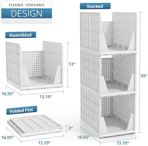 Sorbus Stackable Closet Organizer, Open-Front Shelf Bins (3 XL) - Image 6
