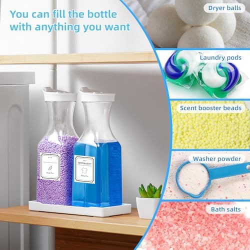 35oz Laundry Detergent Dispenser,Liquid Container,White with Plastic Tray - Image 4