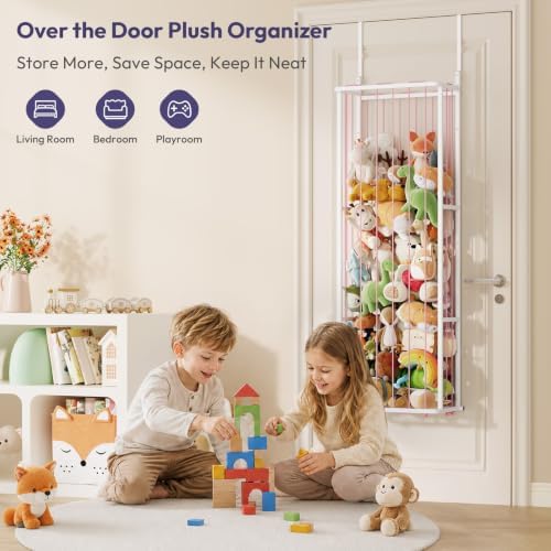 SWTYMIKI Hanging Stuffed Animal Storage - Over Door Toy Organizer, 3-Tier - Image 3