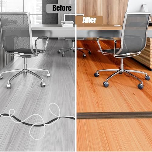 Floor Cord Cover Self Adhesive Cord Hider,3.3FT Cable Management, Extension Strip Protector for Wires, Prevent Cable Trips for Offices, Gyms, Exhibitions Cavity:0.3"(W) x 0.28"(H) Wood Walnut - Image 5