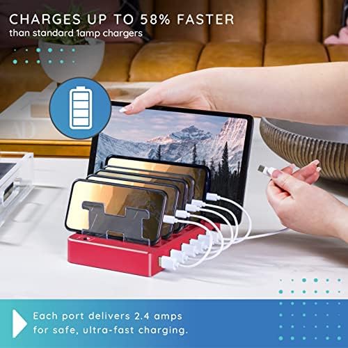 Fast Charging Station for Multiple Devices, 6-Port Multi USB Charging Dock - Image 4