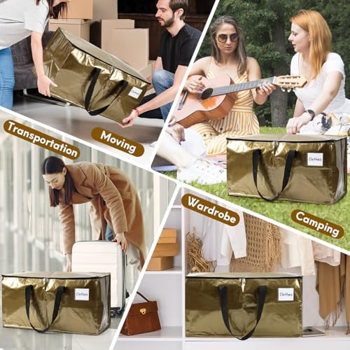 2-Pack Extra-Large Heavy-Duty Storage Totes with Reinforced Handles, Durable Zippers & Waterproof Material — Perfect for Space-Saving, Moving, Shipping and Travel (Smoked Gold) - Image 6