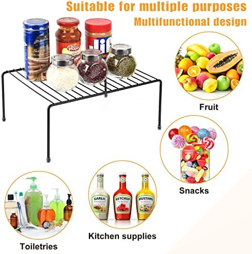 Medium (13.1 x 10.2 Inch) Cabinet Storage Shelf Rack , Kitchen Shelves，Kitchen Counter and Cabinet Shelf, Storage Rack Organizer for Kitchen, Fridge, Cabinet, Bathroom Cupboard& Pantry (4, Black) - Image 4