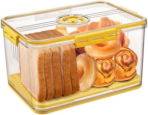 Gifhomfix Bread Box Bread Boxes for Kitchen Counter Airtight, Time Recording Bread Storage Container with Lid, Bread Keeper for Homemade Bread, Toast, Bagel, Donut and Cookies, LARGE by Gifhomfix