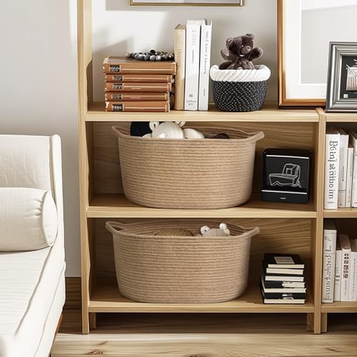 MEGASKET Jute Wicker Storage Basket with Handles, 17"x12"x8" Decorative Woven Baskets for Organizing Dog Toy, Gifts, Book, Towel, Cloth, Boho Storage Bin for Shelves, Entryway, Closet, Home Decor - Image 4