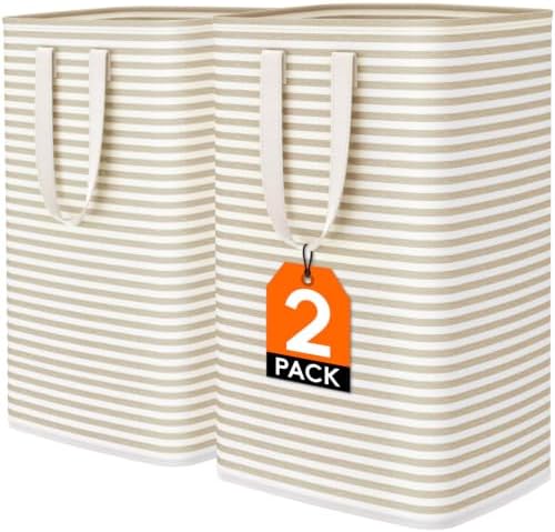 Lifewit 75L Large Laundry Baskets, Laundry Hampers Bags, 2 Pack, Beige by Lifewit