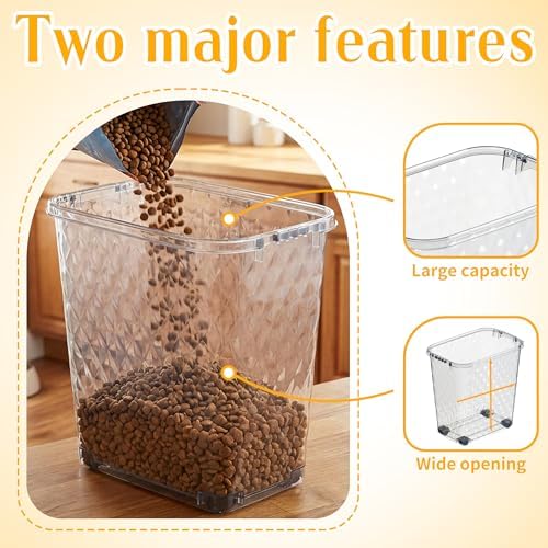 DRATO Pet Food Storage Container with Sealed Lid, Transparent Large Capacity Resin Bin for Dry Food, Treats, and Supplies, Includes Measuring Cup and Slow-Feed Bowl - Image 4