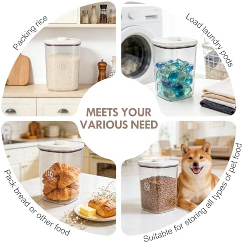 LEAWALK 10 Lbs Airtight Dog Cat Pet Food Storage Container PopTop White - Image 2