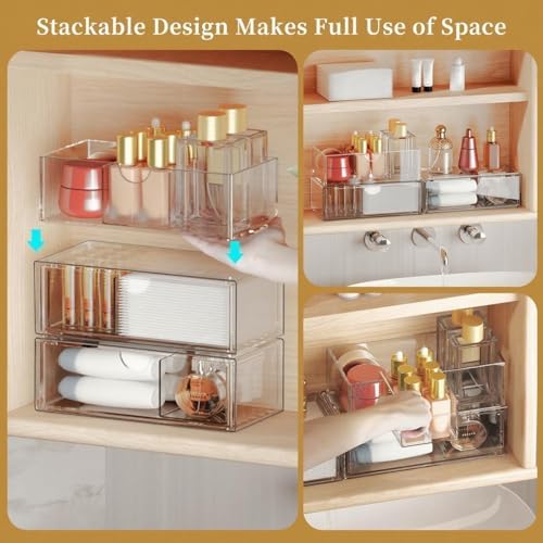 Medicine Cabinet Organizer with Removable Dividers, 3-Tier Stackable Drawer Storage for Bathroom, RV, Vanity, Countertop & Desk - Image 3