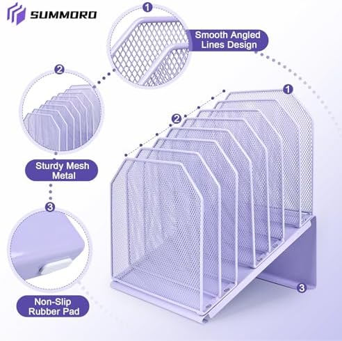 SUMMORO Inclined File Organizer for Desk, 7-Section Vertical File Holder - Image 5