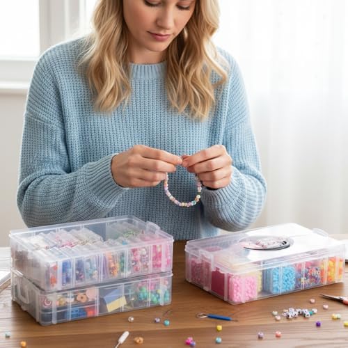 Stackable Bead Organizer 3 Tier with 58pcs Small Boxes Storage Container - Image 6