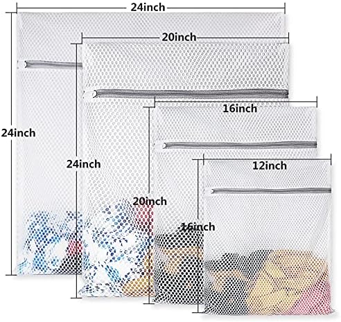 4Pcs Durable Honeycomb Mesh Laundry Bags for Delicates Reusable Wash Bag(1XX-Large 24 x 24 Inches,1X-Large 20 x 24 Inches,1 Large 16 x 20 Inches, 1 Medium 12 x 16 Inches) - Image 2