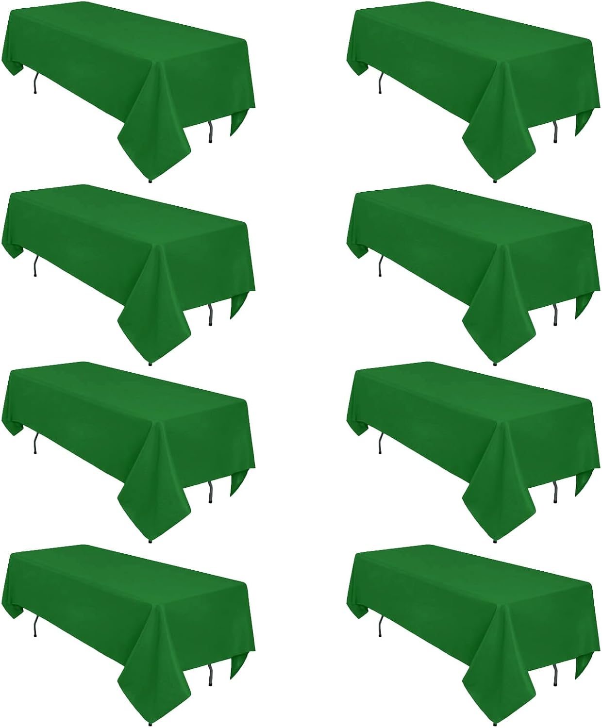 8 Pack Green Table Cloth 60 x 102 Inch Rectangular Tablecloths for 6 Foot Rectangle Tables, Wrinkle Resistant Green Tablecloth Washable Polyester Fabric Table Covers for Buffet Wedding Party Banquet