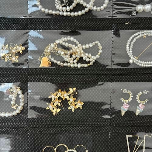 Hanging Jewelry Organizer 80-Pocket Double-Sided Storage, 2-Pack, Black - Image 6