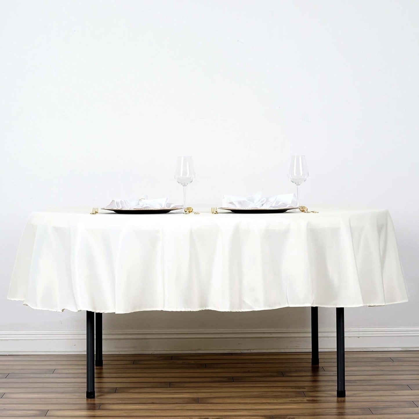 Efavormart Round Tablecloth, 70 Inch Stain & Wrinkle Resistant Washable Table Cloth, Decorative Polyester Fabric Table Cover for Banquet, Wedding, Dining- Ivory