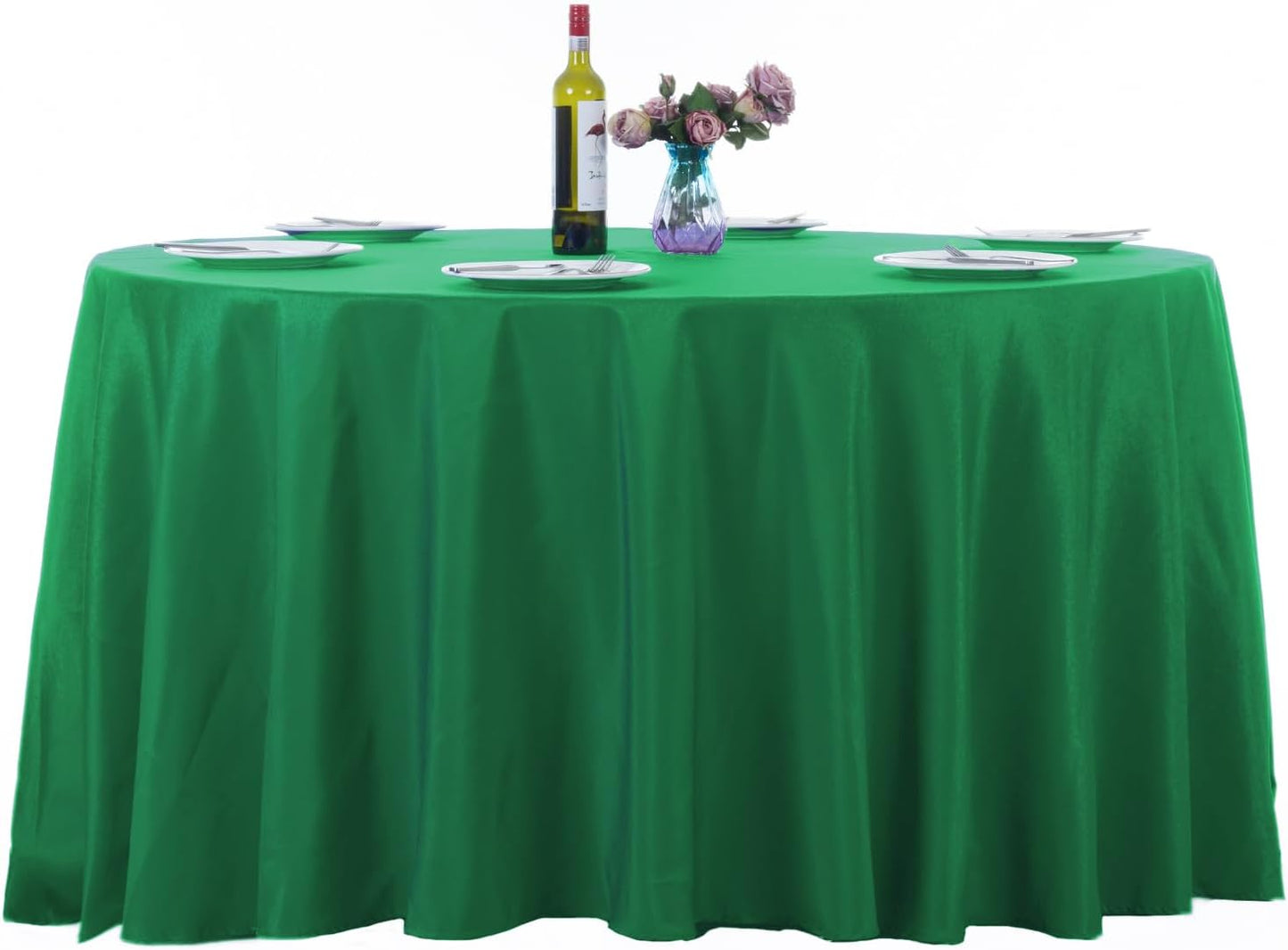 Ascoza 2pack 108 Inch Emerald Round Tablecloth in Washable Polyester Fabric for Wedding/Banquet/Restaurant/Parties