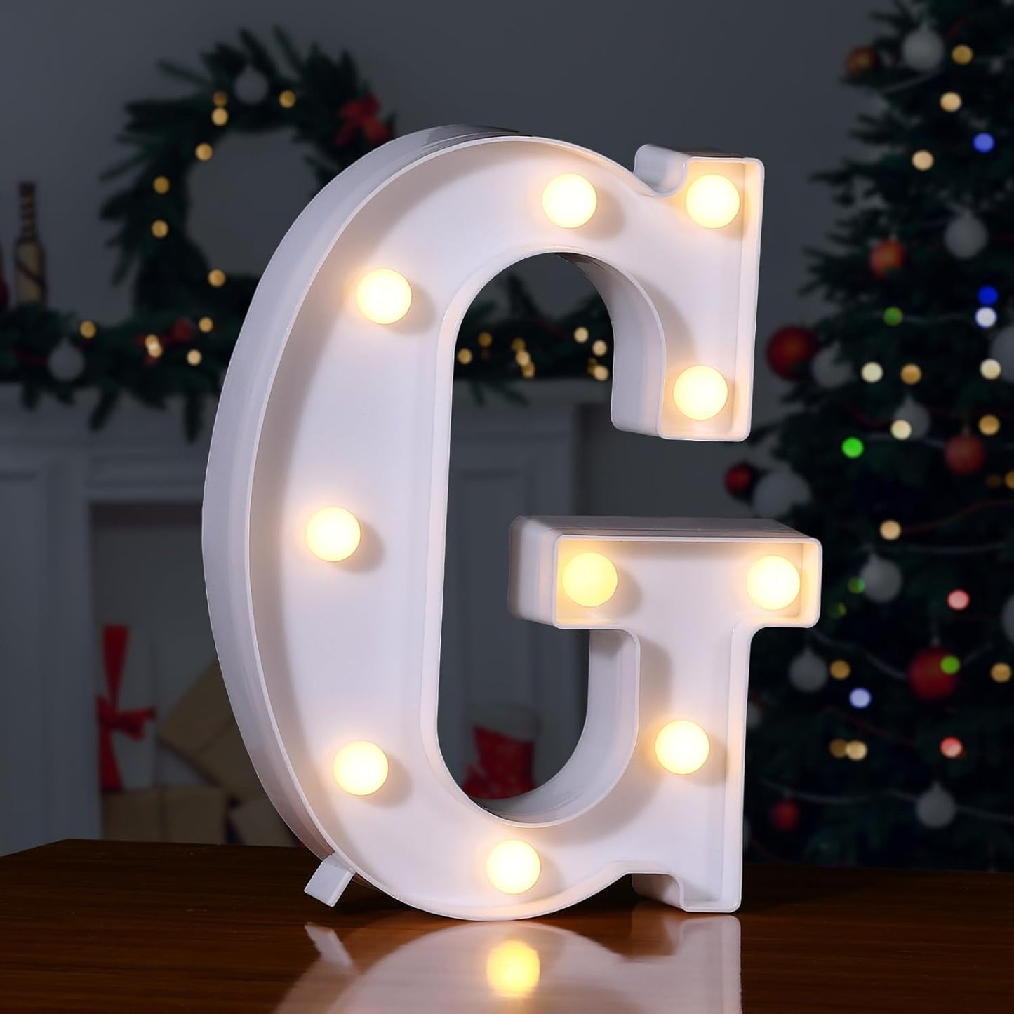 Foaky LED Letter Lights Sign Marquee Light Up Letters Sign for Night Light Wedding/Birthday Party Battery Powered Christmas Lamp Home Bar Decoration(G)