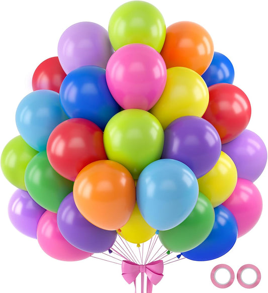 120pcs Rainbow Balloons 12 Inch Colorful Latex Balloon Garland Arch Kit for Birthday Baby Shower Anniversary Graduation Wedding Party Decorations