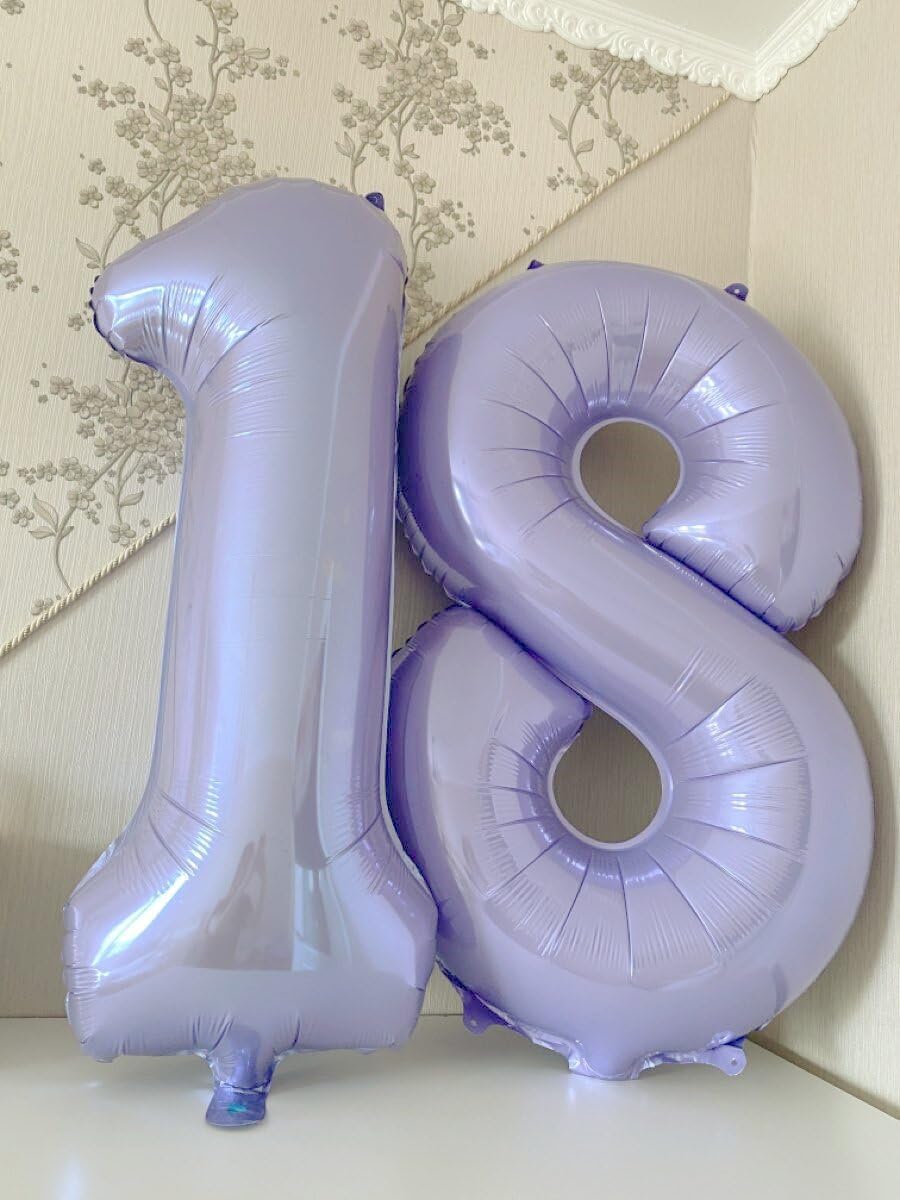 Lilac Number 1 Balloon 40 inch, Number 1 Birthday Balloon for Boy Girl, Lavender Foil One Balloon for 1st 10 11 12 16 18 Birthday Party, Anniversary Celebration Number Balloons Decorations
