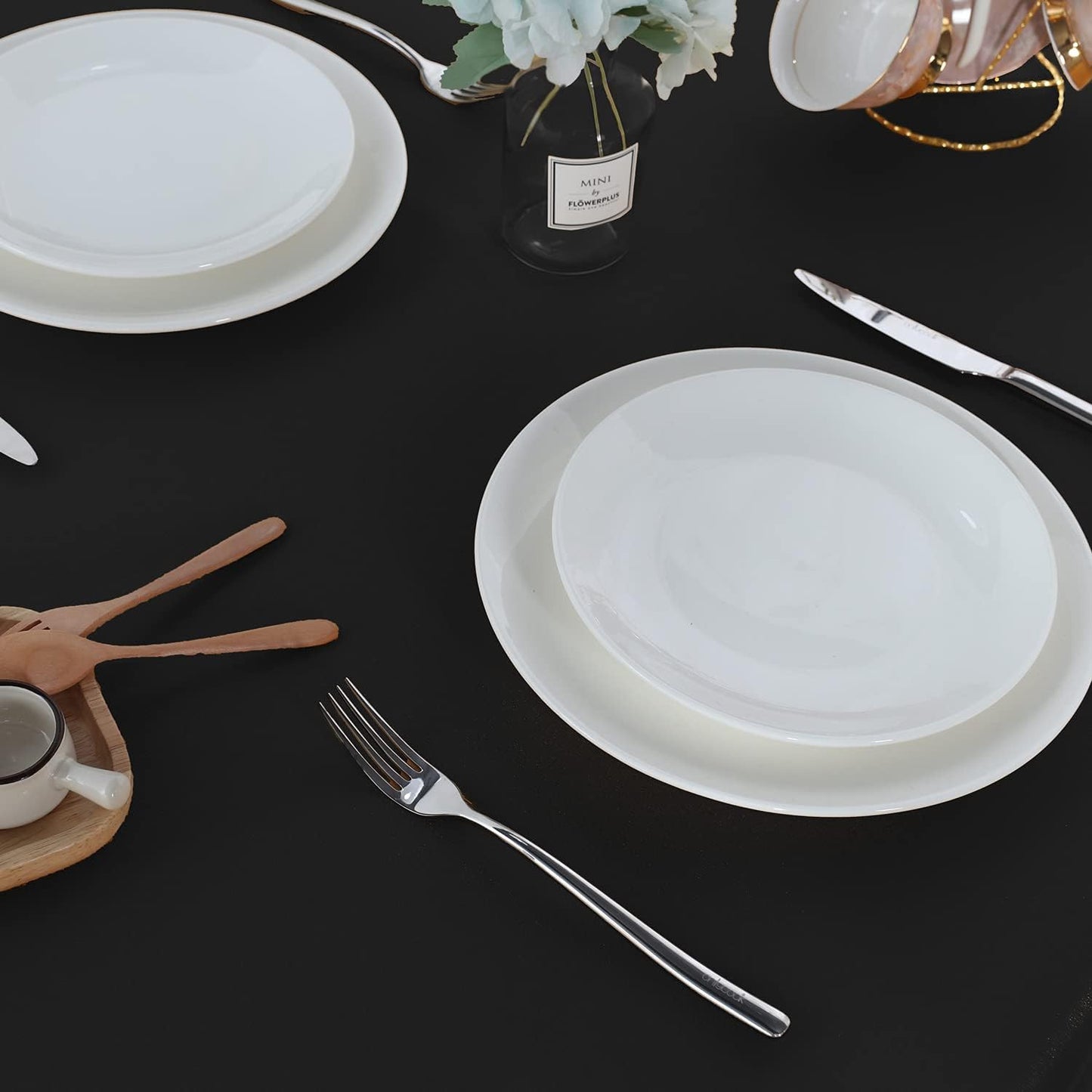 Fitable Rectangle Tablecloth Stain and Wrinkle Resistant Washable Polyester Table Cloth for Buffet Parties and Camping (54x120 inch, Black)