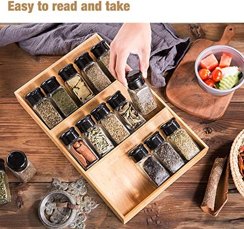 3-Tier Bamboo Drawer Spice Rack Wooden Kitchen Cabinet Spice Organizer Spice Jar Holder, Medicine/Health Care/Vitamin Bottles Storage Rack (Pre-Measure Drawer Dimensions), 1 Pack Drawer Rack - Image 5