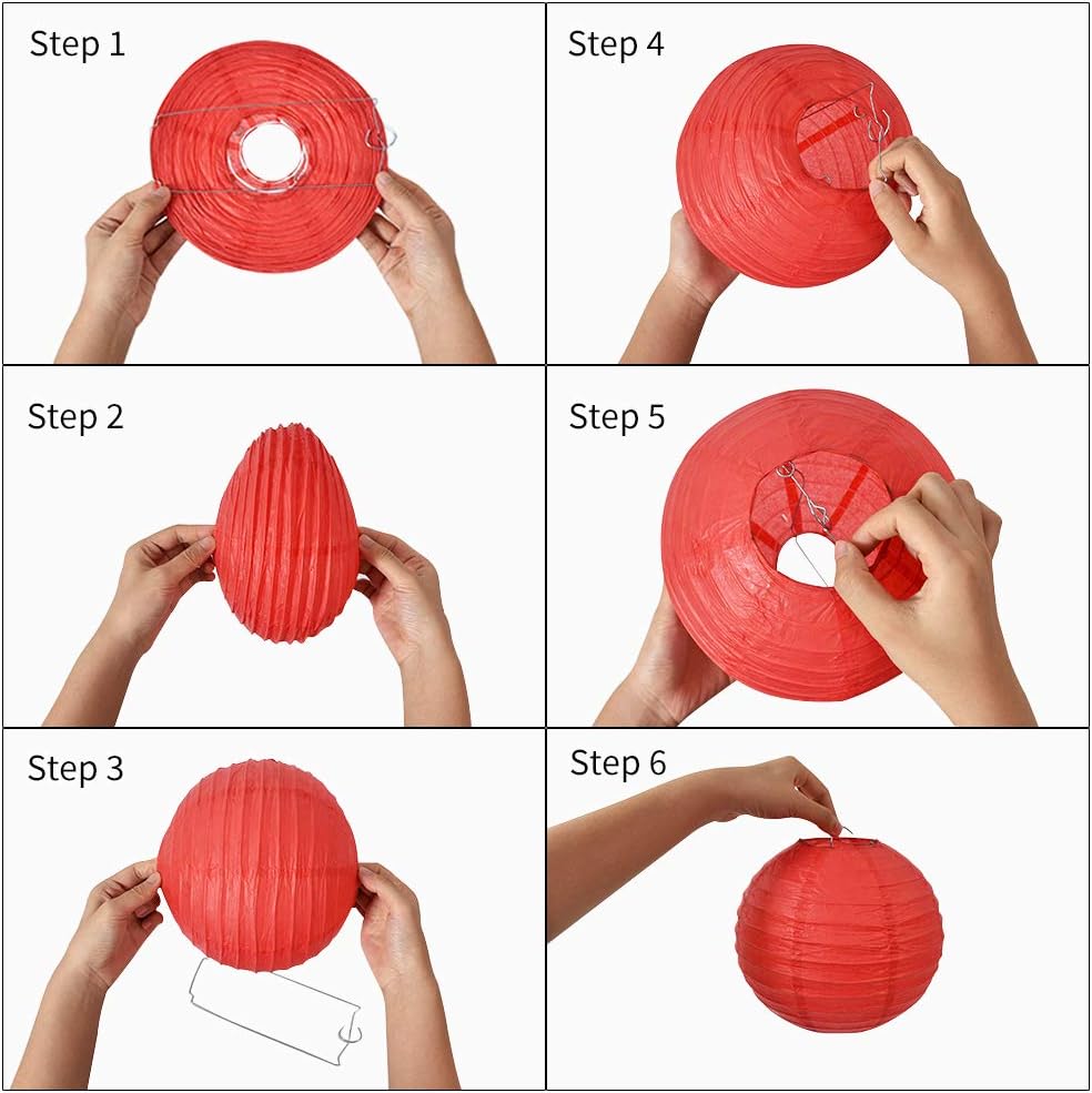 BEISHIDA 12Pcs Pink Orange Paper Lanterns Decorative Hanging Round Paper Lanterns Lamp for Birthday, Wedding,Bridal,Home Decor,Outdoor Decoration,Party Decoration