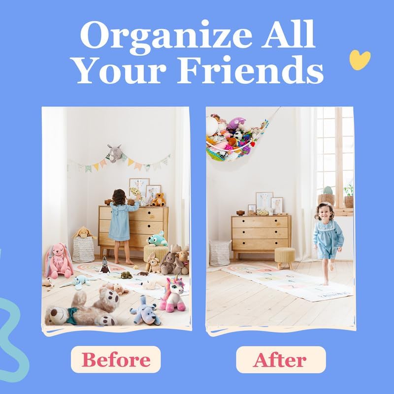 Large Stuffed Animal Storage Hammock 1 Pack | Holds 12 lbs | Corner Stuffed Animal Organizer | Plushie Net for Stuffed Animals | Stuffy Storage, Cute Bedroom, Room Decor | Pink - Image 5