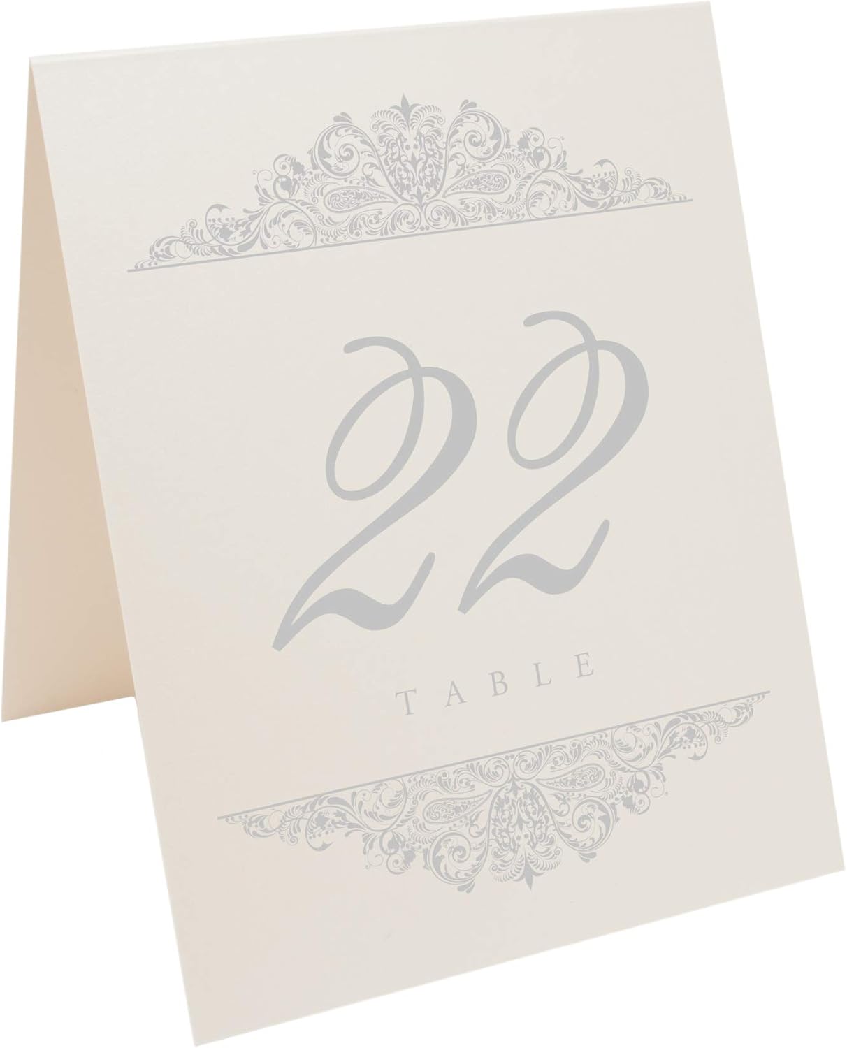 Paisley Wedding Table Numbers (Select Color/Quantity), Champagne, Silver, 1-75, Double Sided, Tent or Use in a Stand, Great for Parties & Restaurants - Made in the USA