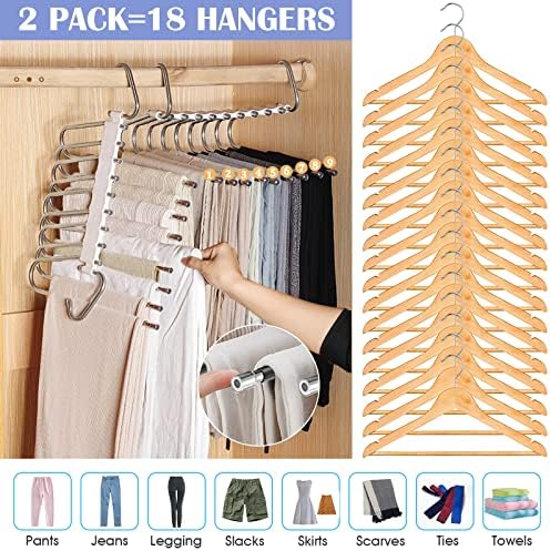 Upgrade 9 Layers Pants Hanger Space Saving Non-Slip Closet Organizer 2 Pack - Image 2