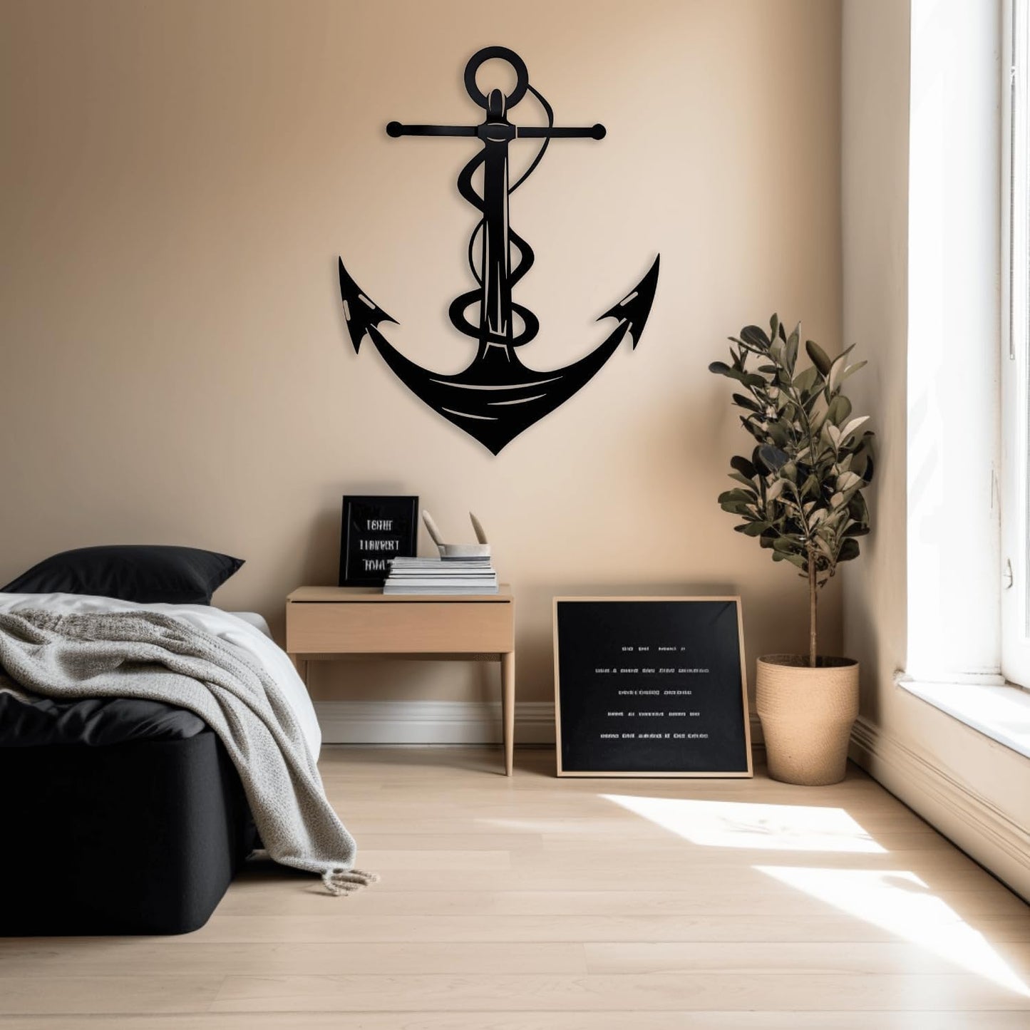 XXQ Anchor Metal Wall Decor, Anchor Metal Wall Art for Bedroom Living Room Dorm Antique Anchor Wall Decor Antique Metal Anchor Farmhouse Decor (Black, 32" x 48" / 81 x 121cm)