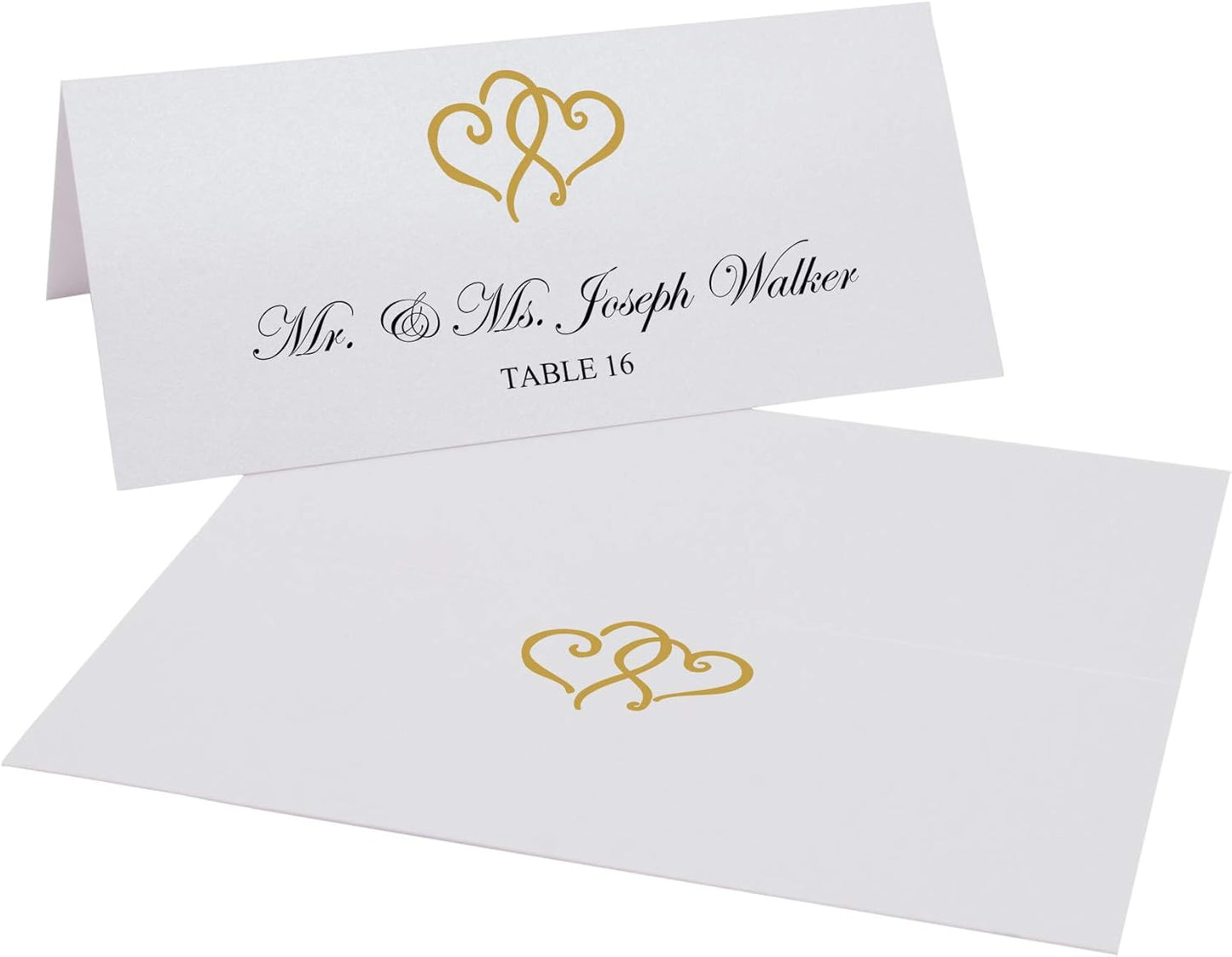 Linked Hearts Printable Place Cards, Gold (Choose Color), Set of 60 (10 Sheets), Laser & Inkjet Printers - Wedding, Party, Dinner, and Special Events - Made in the USA