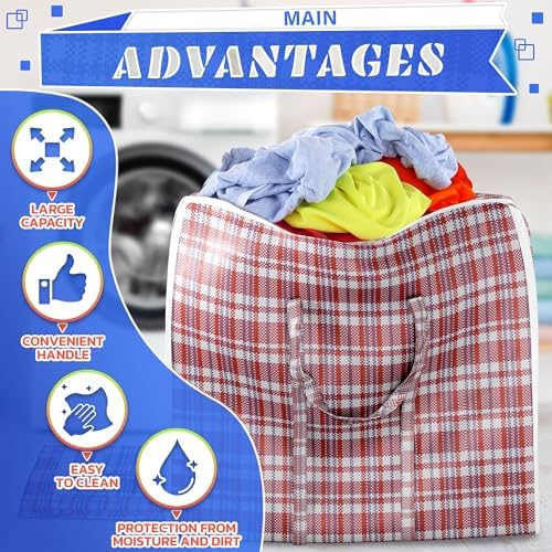 Checkered Laundry Bag Set of 4, 13 Gal Capacity, Foldable Design - Image 4
