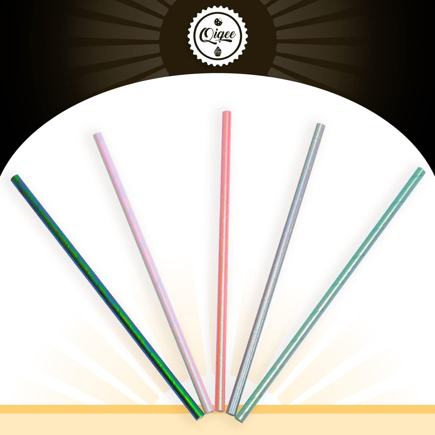150pcs Iridescent Paper Straws for Drinking Disposable Sraws Disposable Straws Bulk（5 Color Muli） qiqee