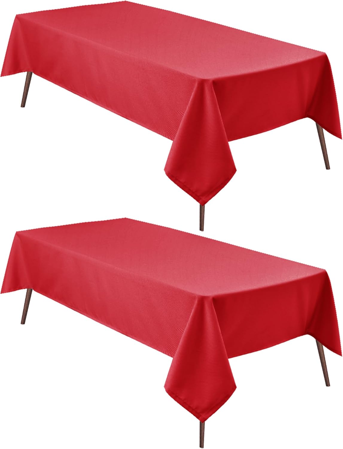 Hiasan 2 Pieces Red Tablecloth Rectangle - Wateproof and Spillproof Kitchen Christmas Washable Polyester Table Cloth for Dining Room, 60 x 84 Inch