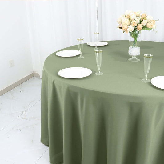 Efavormart Round Tablecloth, 120 Inch Stain & Wrinkle Resistant Washable Table Cloth, Decorative Polyester Fabric Table Cover for Banquet, Wedding, Dining - Eucalyptus Sage Green